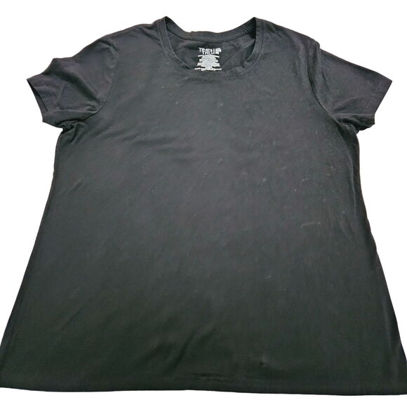 Time And Tru Womens T-Shirt Black Size 2X Cotton Blend Short Sleeve Pullover - Picture 1 of 12
